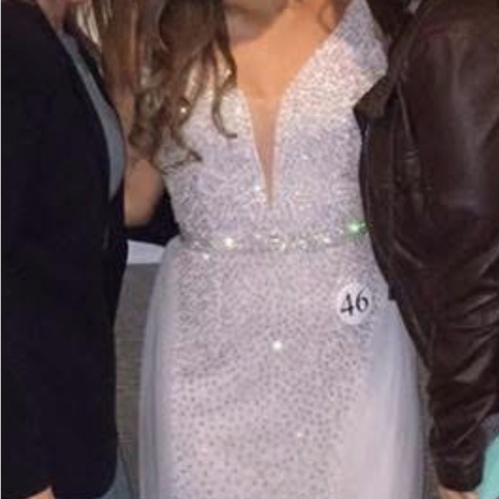 Sherri Hill White Rhinestone Beaded Gown